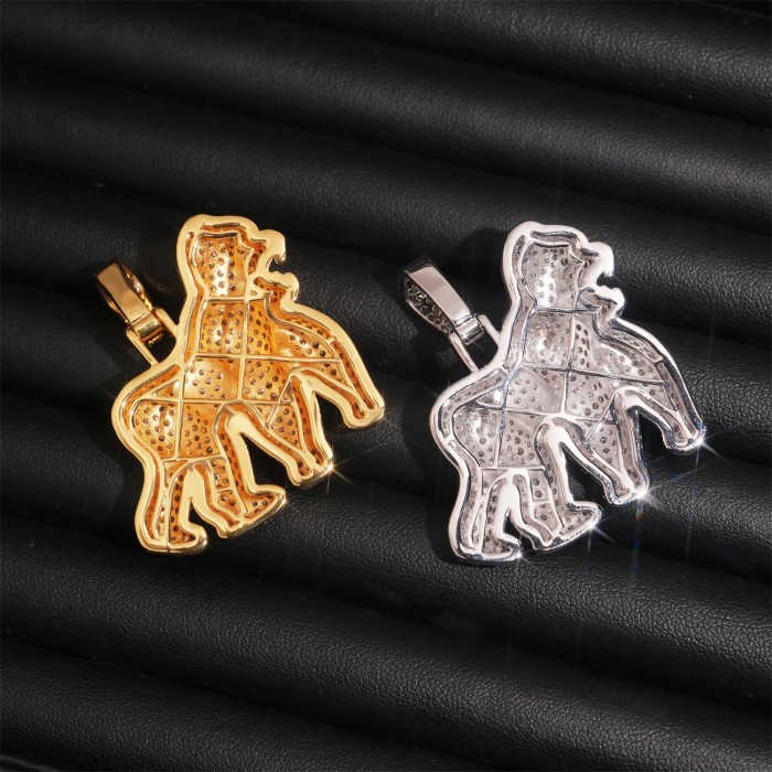 Sterling Silver Gorilla Pendant with Moissanite Stone 2 colors 28777545
