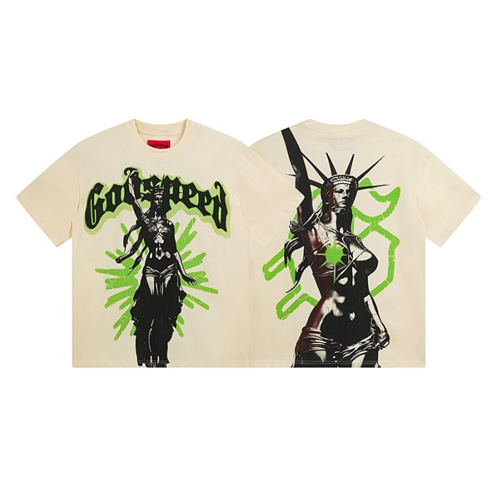 Street style fluorescent green Liberty Goddess print vintage T-shirt 29039406