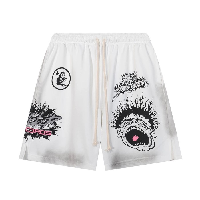 Flame Scream Portrait Print Washed Shorts 29043471