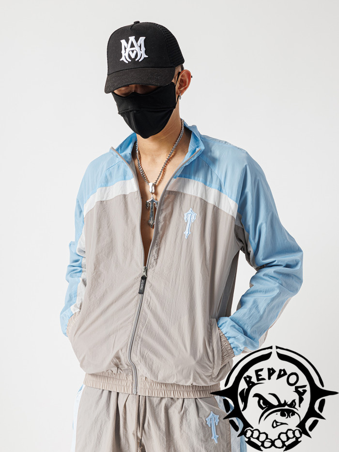 [buy more save more]1:1 quality version Blue and Gray Patchwork Embroidered Jacket Set 22855201