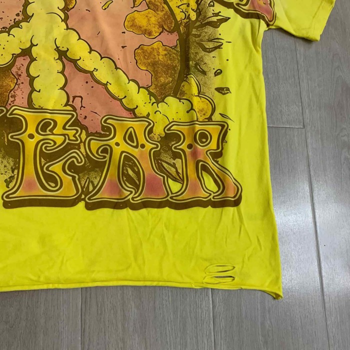 Bright Yellow Exploding Earth Rhinestone Print Washed Tee 29069143
