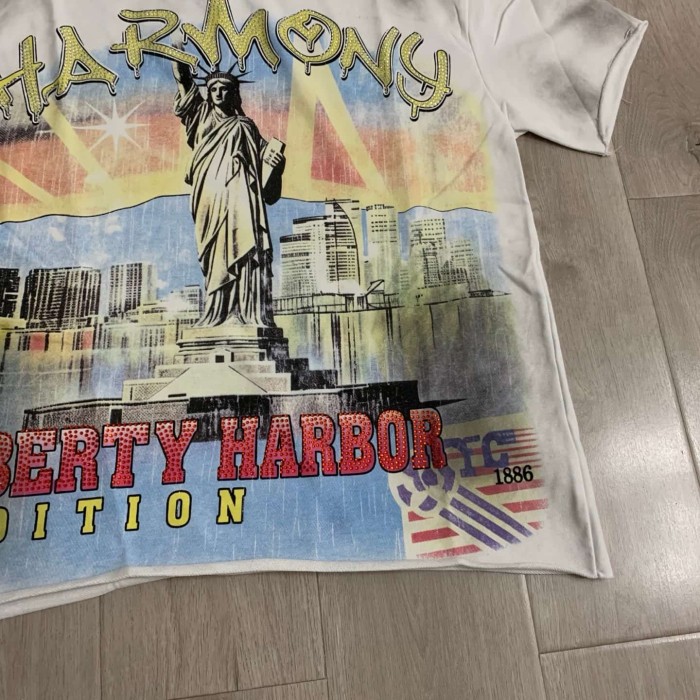 Statue Of Liberty Free Port Rhinestone Print Washed Tee 29066074