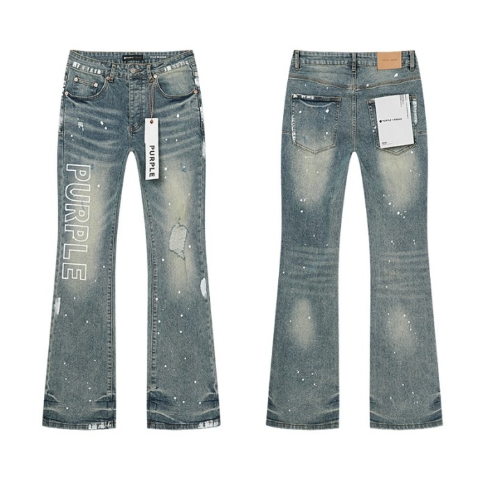 1:1 quality version Classic Logo Ripped White Dot Micro Flare Jeans 28884587