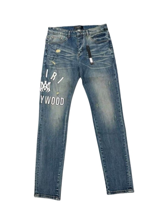 1:1 quality version Hollywood White Line Embroidered Jeans 29045804