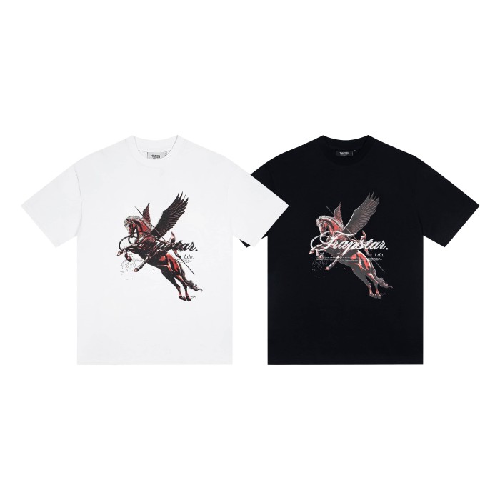 Trapstar Streetwear Tee with Red Pegasus & Script Logo Print T-Shirt 2 colors 29069438