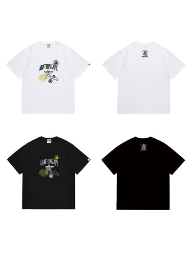 Retro letter ape print T-shirt 2 colors 29055810