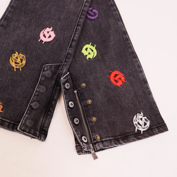 Colorful Logo Letter Embroidered Jeans 3 colors 28680577