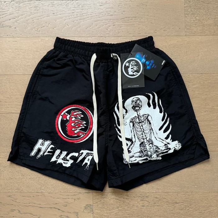 Meditating Skull Print Nylon Shorts 29035465