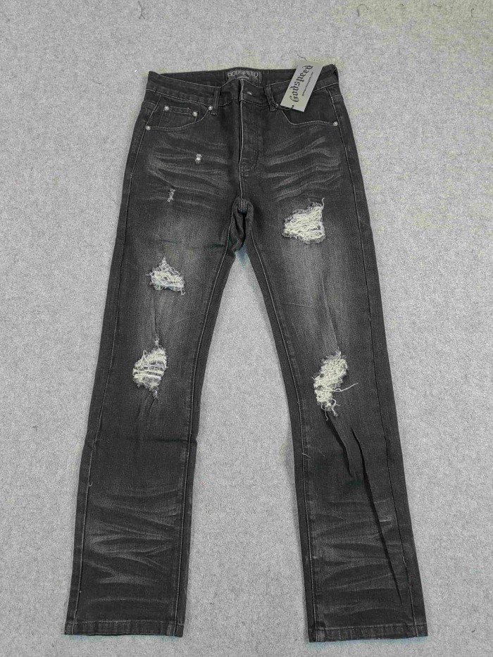 28346713 Letter Print Ripped Jeans