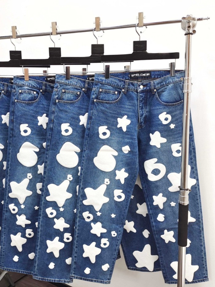 [buy more save more][Big & Tall for weights up to 220 lbs]1:1 quality version White Star Print Jeans 2 colors