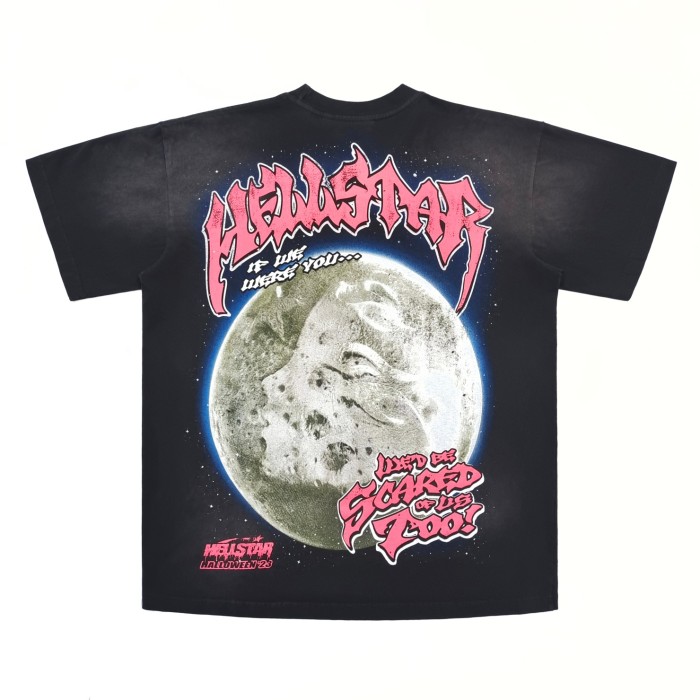 [Big & Tall for weights up to 260 lbs]1:1 quality version Wolf Head Full Moon Letter Print Washed Version tee with NFC tag
