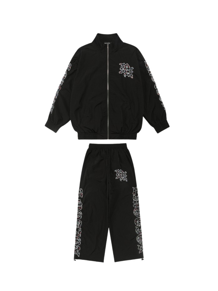 28216326 Embroidered Logo Colorful Rhinestone  Nylon Jacket & Pants Set