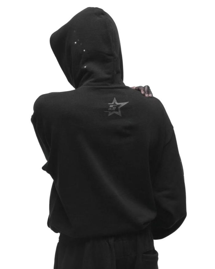 [Big & Tall for weights up to 220 lbs]1:1 quality version Black Letter With Rhinestone V2 Print Hoodie & Pants Set 28971641