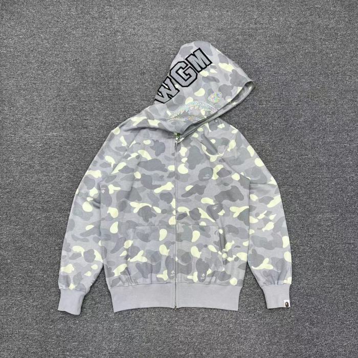 1:1 quality version Luminous Camouflage Laser Zip Hoodie 2 colors