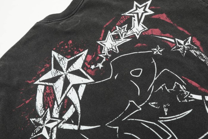 Starburst Masked Figure Print Washed Tee 29092393