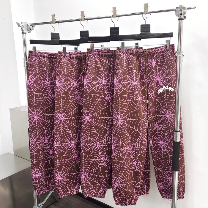 1:1 quality version All over print pink spiderweb print Hoodie & Pants Set