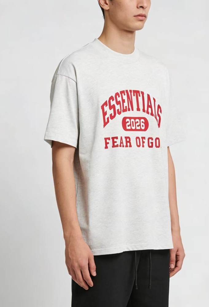 Curved vintage letter heather gray loose drop shoulder short-sleeved T-shirt 29060594