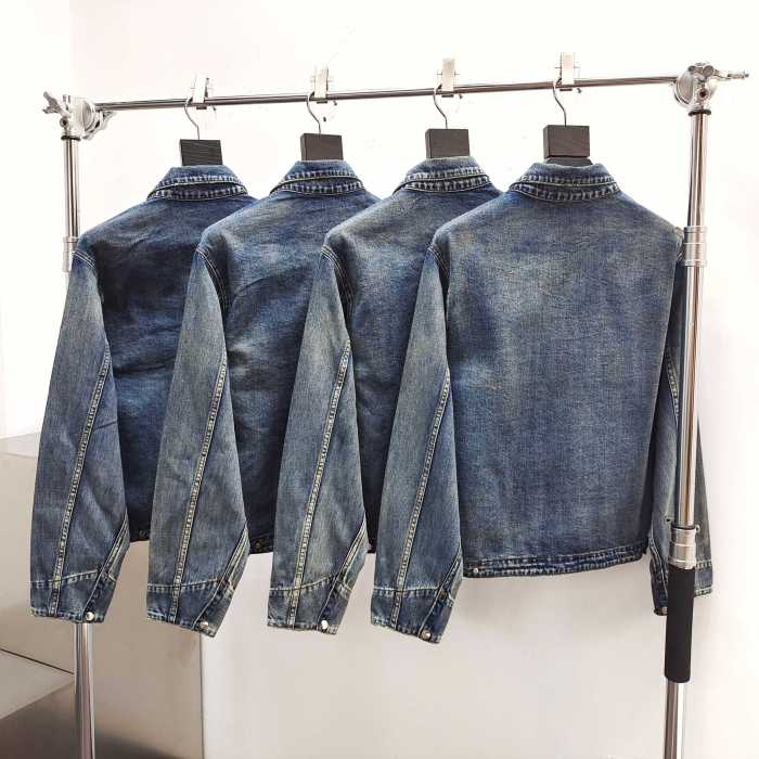 [Big & Tall for weights up to 220 lbs]1:1 quality version Patchwork Embroidery Denim Zipper Jacket & Jeans Set 28576449