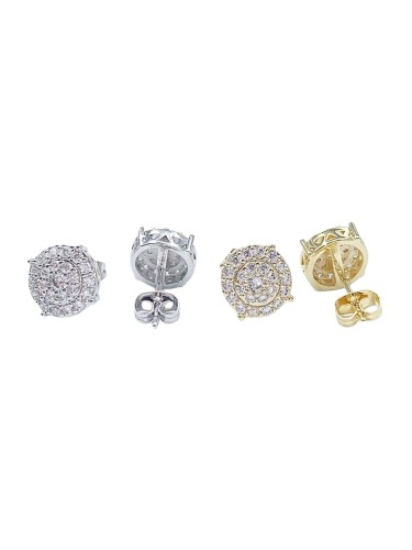 Hip-Hop Silver Moissanite Electroplated Earrings 2 colors 28782835