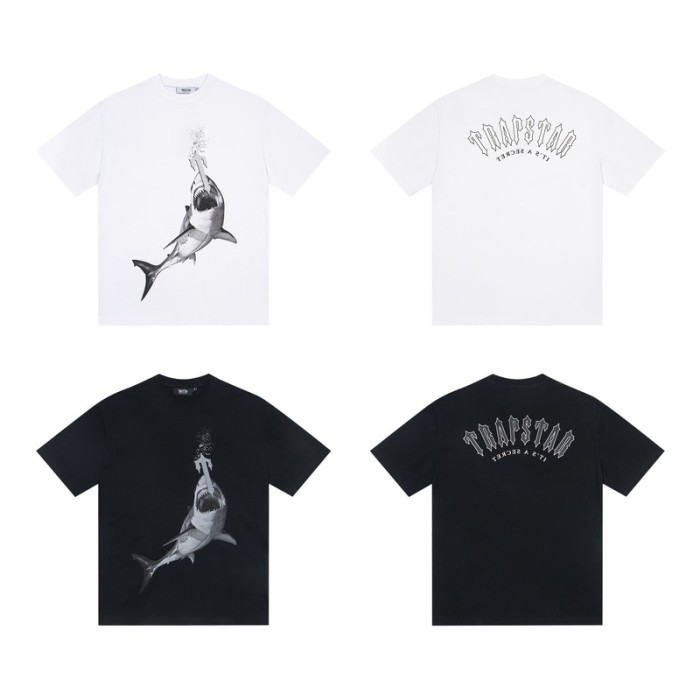 High Street Shark Hook Direct Print Loose T-Shirt 2 colors 29080215