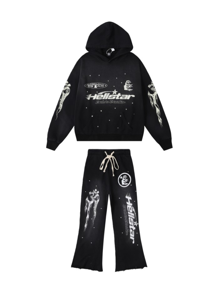 Logo Star Print Washed Version Hoodie & pants set 28624690