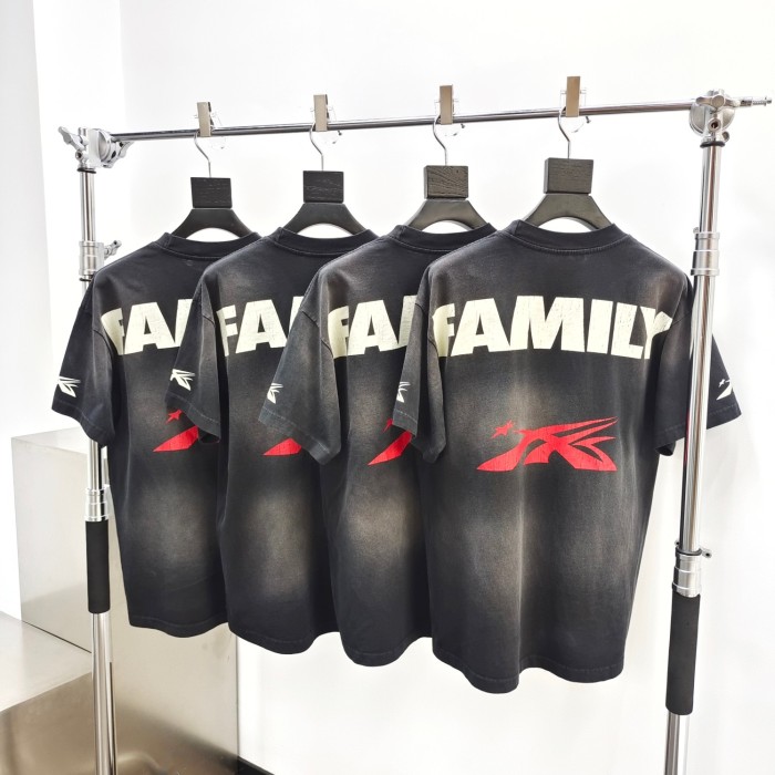 [Big & Tall for weights up to 260 lbs]1:1 quality version Back FAMILY monogrammed washed version tee with NFC tag
