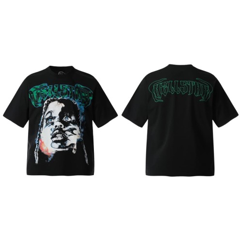 Gothic Letter Gaze Figure Print Washed Tee 29090176