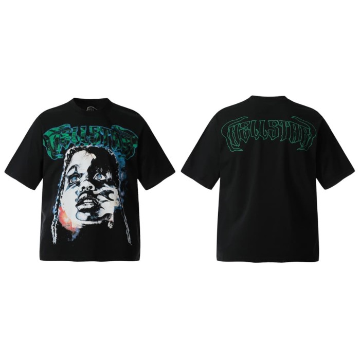 Gothic Letter Gaze Figure Print Washed Tee 29090176