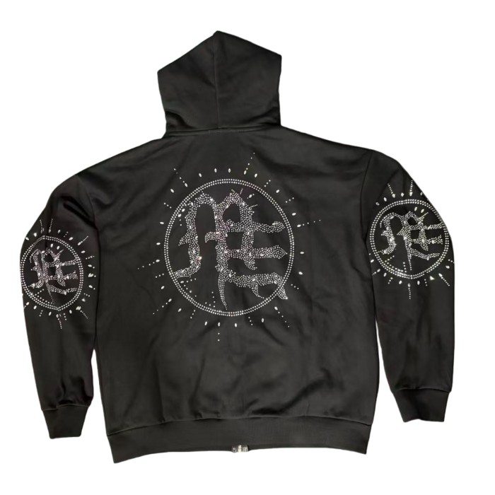 Eclipse logo rhinestone Hoodie & Pants Set 28641979