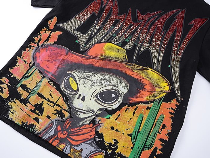 Western Cowboy ET Rhinestone Print Washed Tee 29105635