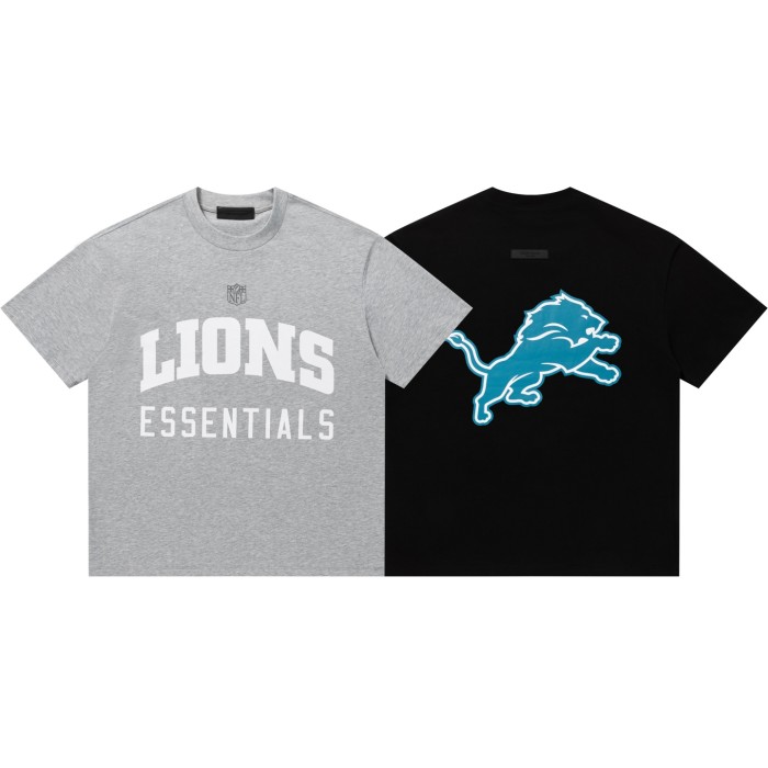 Lions team curved large letter logo heavyweight pure cotton fan couple T-shirt 2 colors 29060612