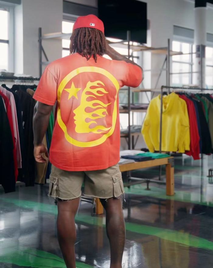 [Big & Tall for weights up to 260 lbs]1:1 quality version Washed Version Red Bright Yellow Logo Tee with NFC tag