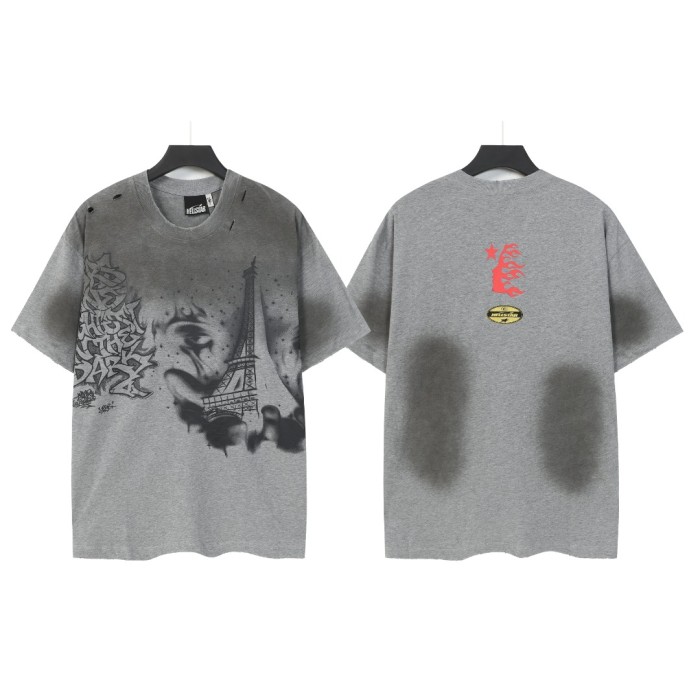Dark Paris Eiffel Tower Print Washed Tee 2 colors 29043139