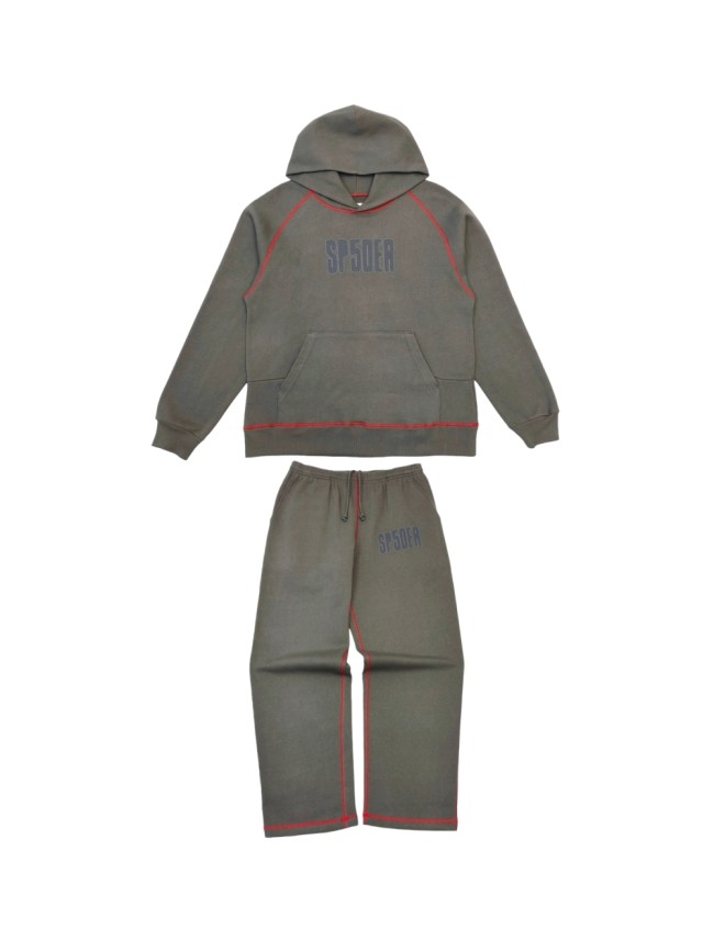 [Big & Tall for weights up to 220 lbs]1:1 quality version Red Stripe Letter Print Hoodie & Pants Set 28777395