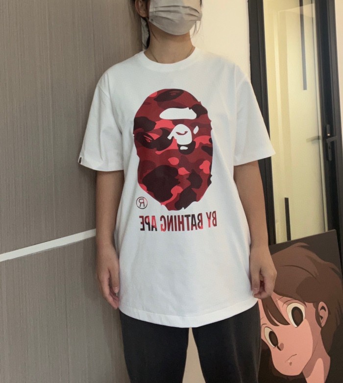 1:1 quality version Camouflage great ape head letter print tee 6 colors