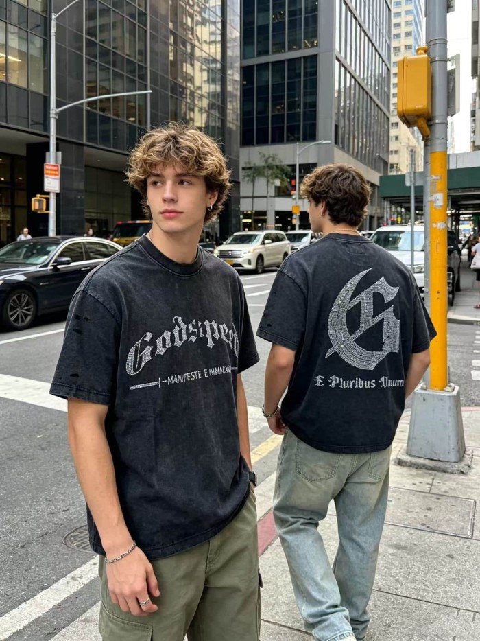Full Rhinestone G Logo Washed Tee 2 colors 29106665