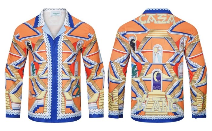 Bright Pattern Resort Style Printed Long Sleeve Shirt 55 colors 29105585