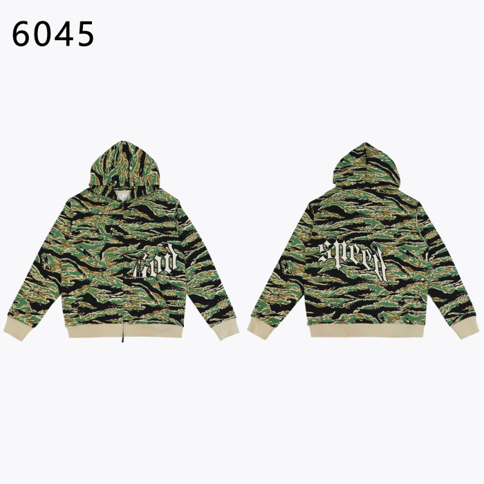 Camouflage Embroidered Letter Zipper Hoodie 4 colors 28705421