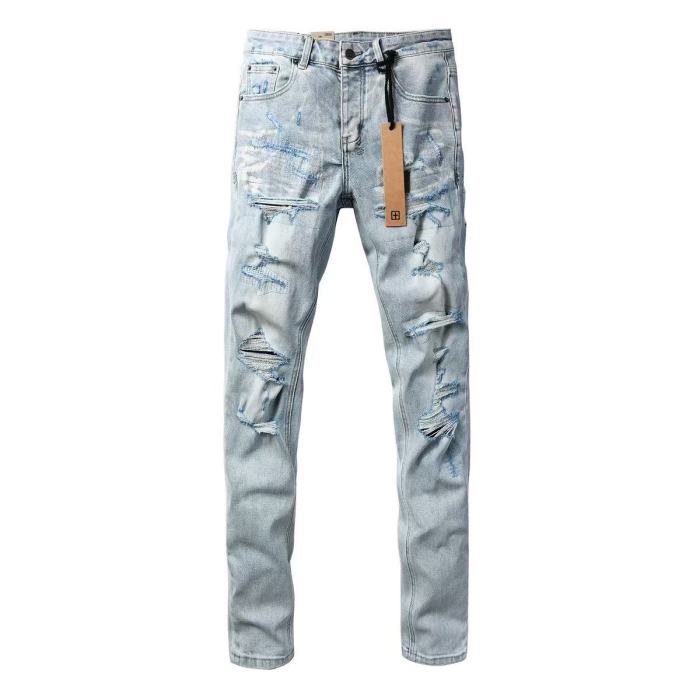 1:1 quality version Heavy Abraded Tight Ripped Jeans 29080463