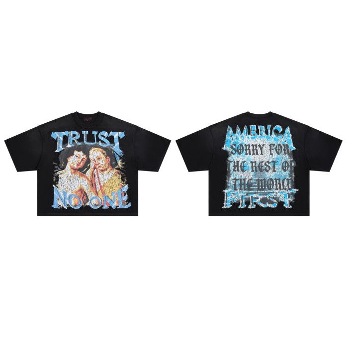 Renaissance Broken Figure Rhinestone Print Washed Tee 29069406