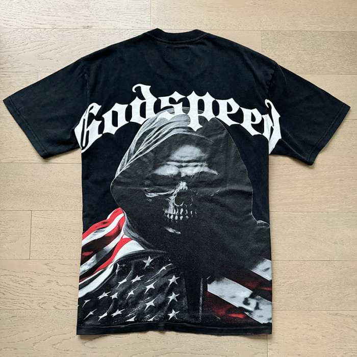 National flag Reaper vintage washed double-sided printed short-sleeved T-shirt 29044589