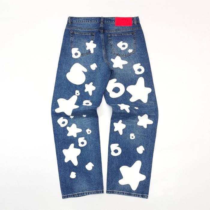 [buy more save more][Big & Tall for weights up to 220 lbs]1:1 quality version White Star Print Jeans 2 colors