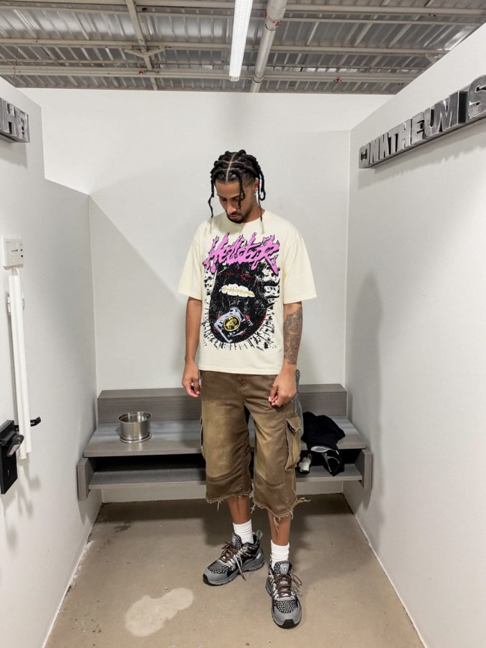 Gold Tooth Dark Flame Lip Print Washed Tee 29090182