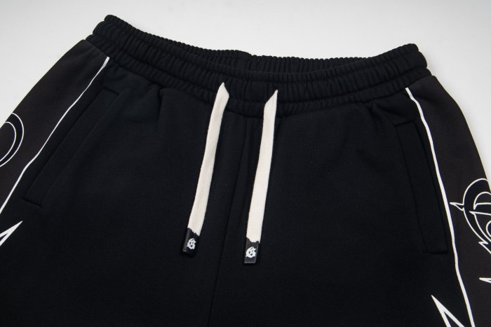 Side lightning and thorns print drawstring casual sports shorts 6 colors 29053404