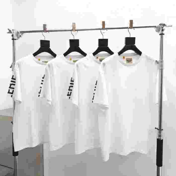 [Big & Tall for weights up to 260 lbs]1:1 quality version Vertical Large French Letter Print Washed Tee 2 colors 28971602
