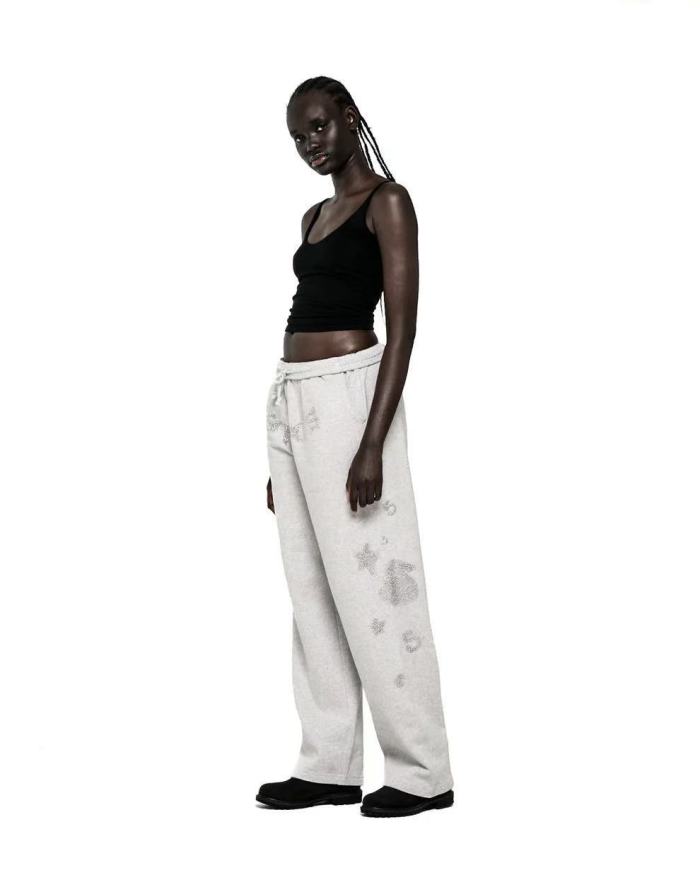 [Big & Tall for weights up to 220 lbs]1:1 quality version White Diamond Large Star Hoodie & Pants Set 28777396