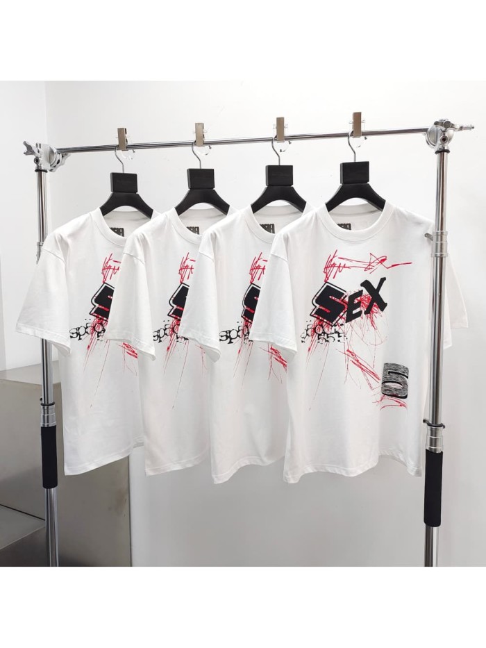 [Big & Tall for weights up to 220 lbs]1:1 quality version Line Graffiti Black SEX Print Tee 29033213