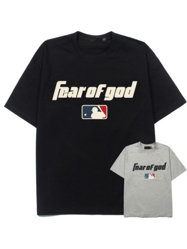 Co-branded vintage letter baseball logo black loose short-sleeved T-shirt 2 colors 29053626
