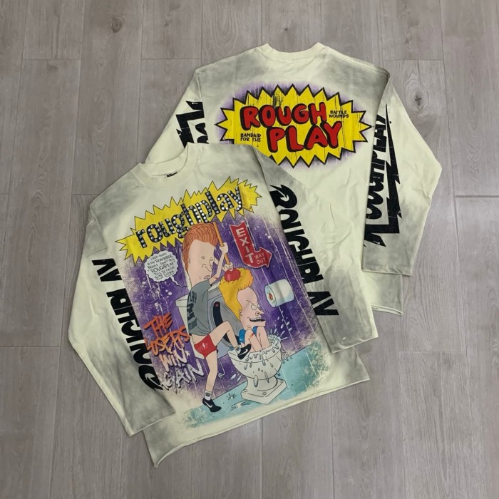 Y2K Retro Streetwear with 90s Beavis and Butt-Head Cartoon Print Long Sleeve T-Shirt 2 colors 29069108