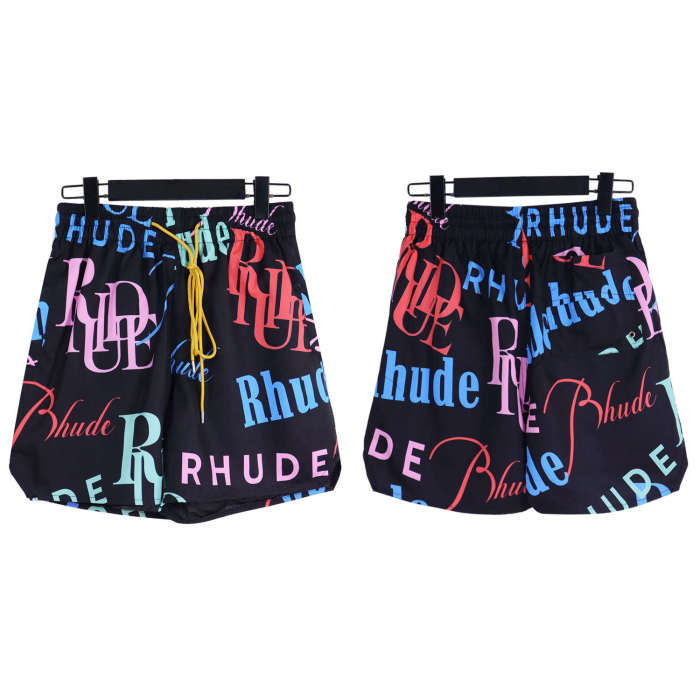 Printed all over with multiple colorful fonts logo drawstring shorts 2 colors